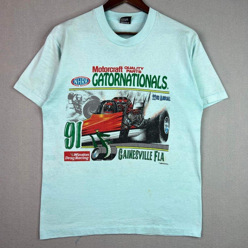 Vintage 1991 Gator Nationals Winston Cup Racing Blue Tee Shirt